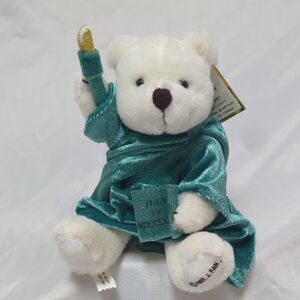 Vintage 1999 J. FAN NY Teddy Statue Of Liberty Posable Bear Plush 8" Big Apple